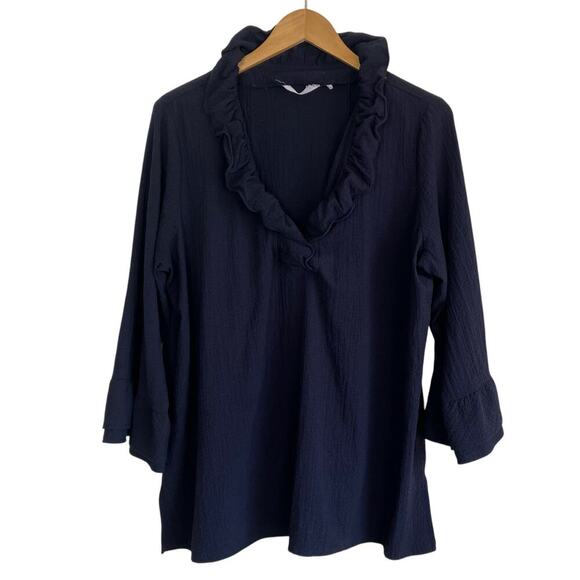 Soft Surroundings Constance Wire Collar Crinkled Blouse - Picture 2 of 16